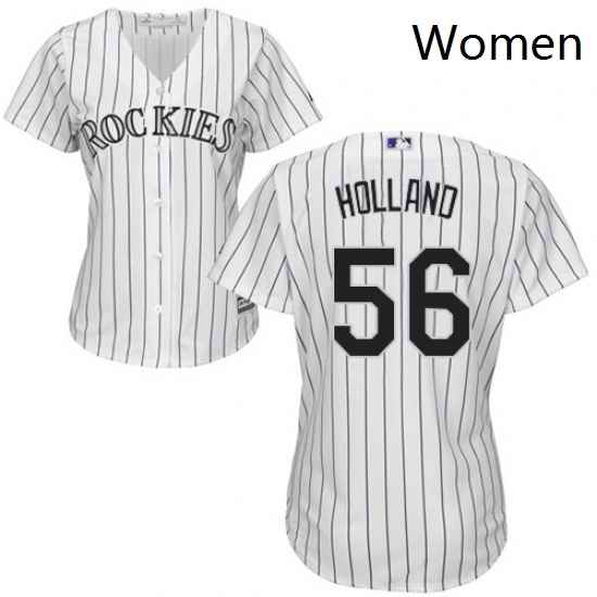 Womens Majestic Colorado Rockies 56 Greg Holland Replica White Home Cool Base MLB Jersey